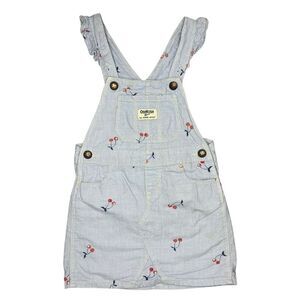 Oshkosh B’gosh Toddler Girls 4T Cherry Print Overall Jumper Dress